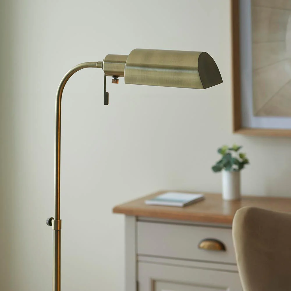 Capella Reader Floor Lamp -Brass Opal/Brass Finish E27 - Image 12