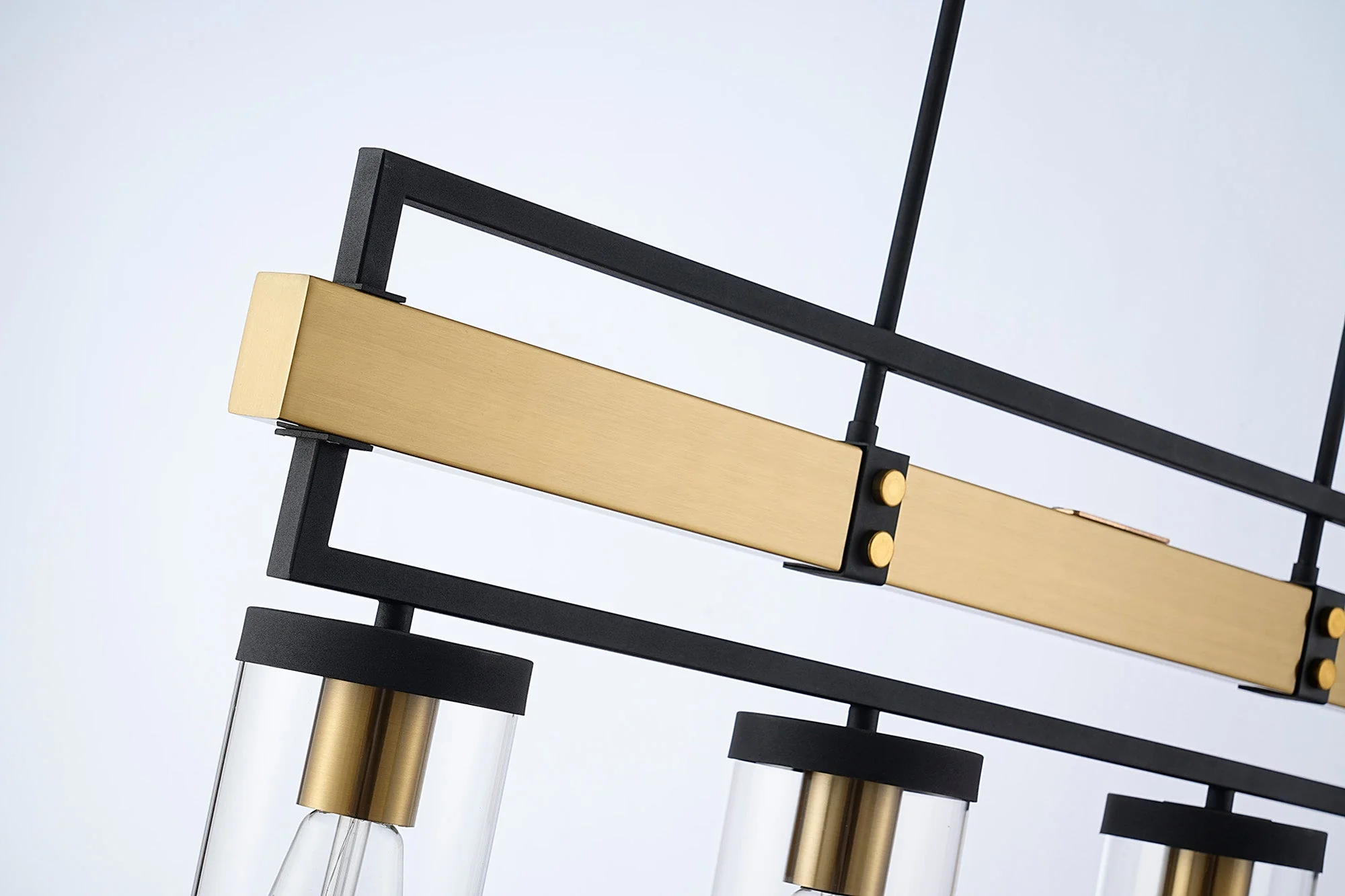 Capri Kitchen Table/Island Light, 4 x E27, Satin Black & Satin Brass - Image 2