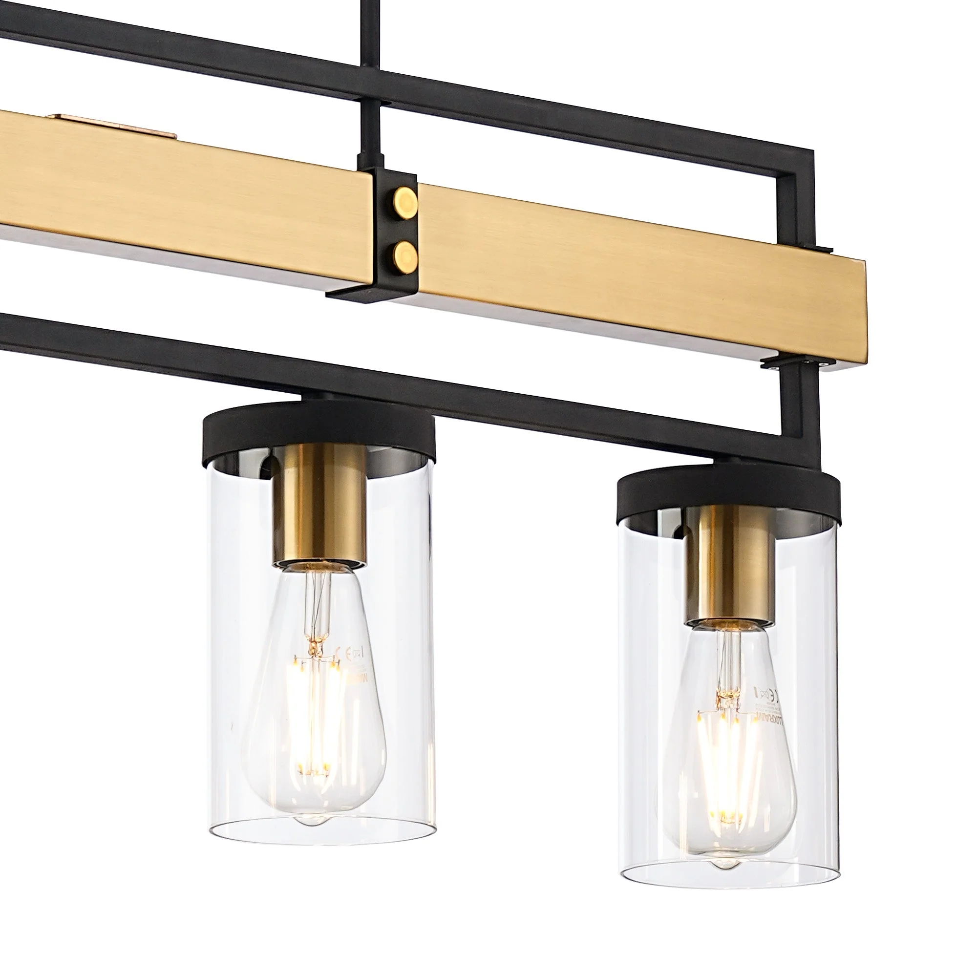 Capri Kitchen Table/Island Light, 4 x E27, Satin Black & Satin Brass - Image 6