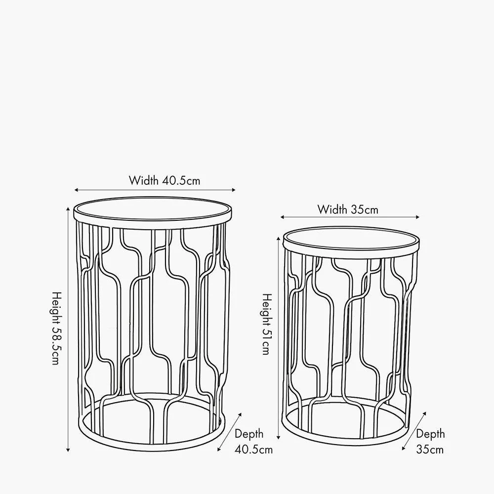 Caprisse Set of 2 Mirrored Glass and Graphite Metal Round Tables - Black Finish - Image 4