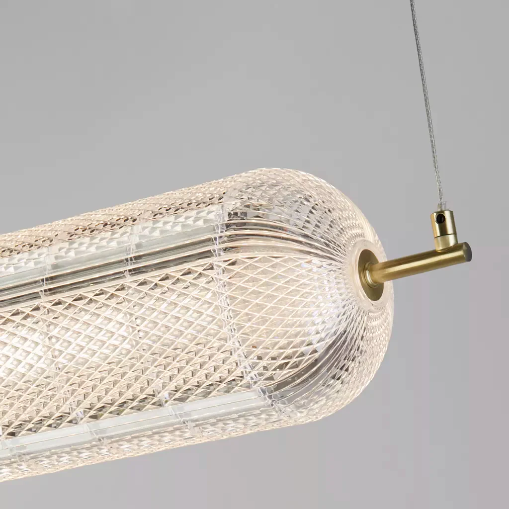 Capsule LED Convertible Pendant- Satin Brass Metal and Acryl - Image 4