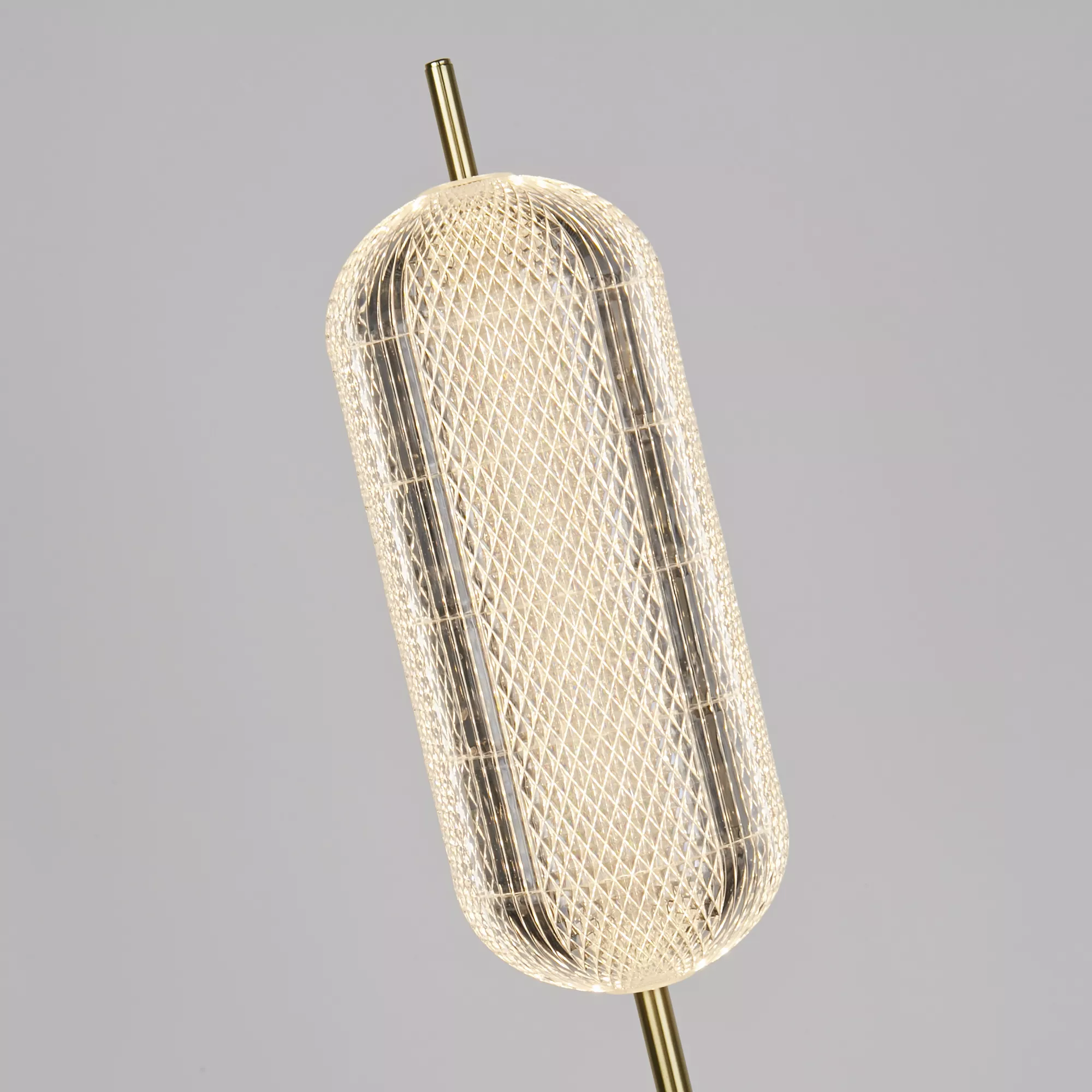 Capsule LED Floor Lamp- Satin Brass Metal and Acrylic Shade - Image 4