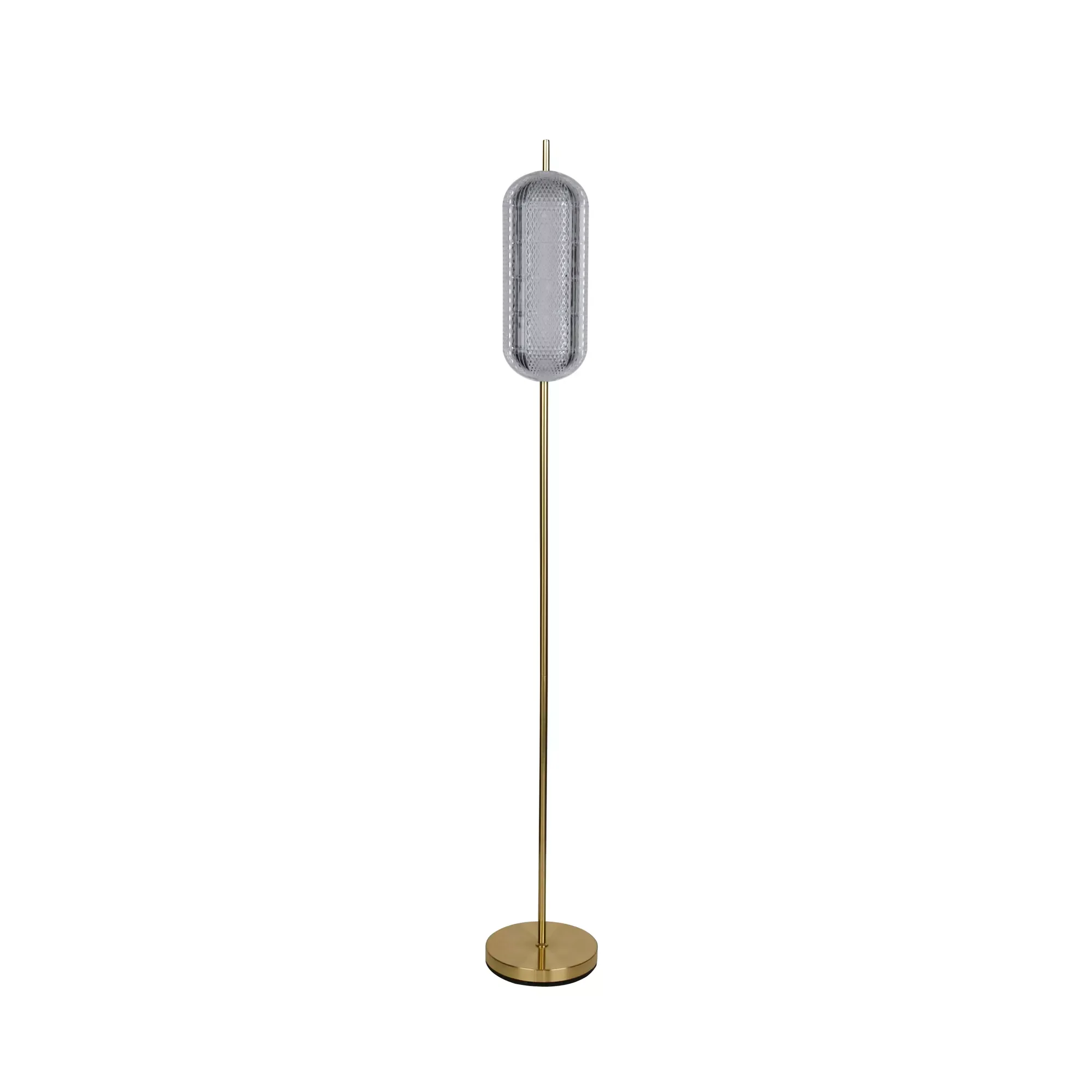 Capsule LED Floor Lamp- Satin Brass Metal and Acrylic Shade - Image 5