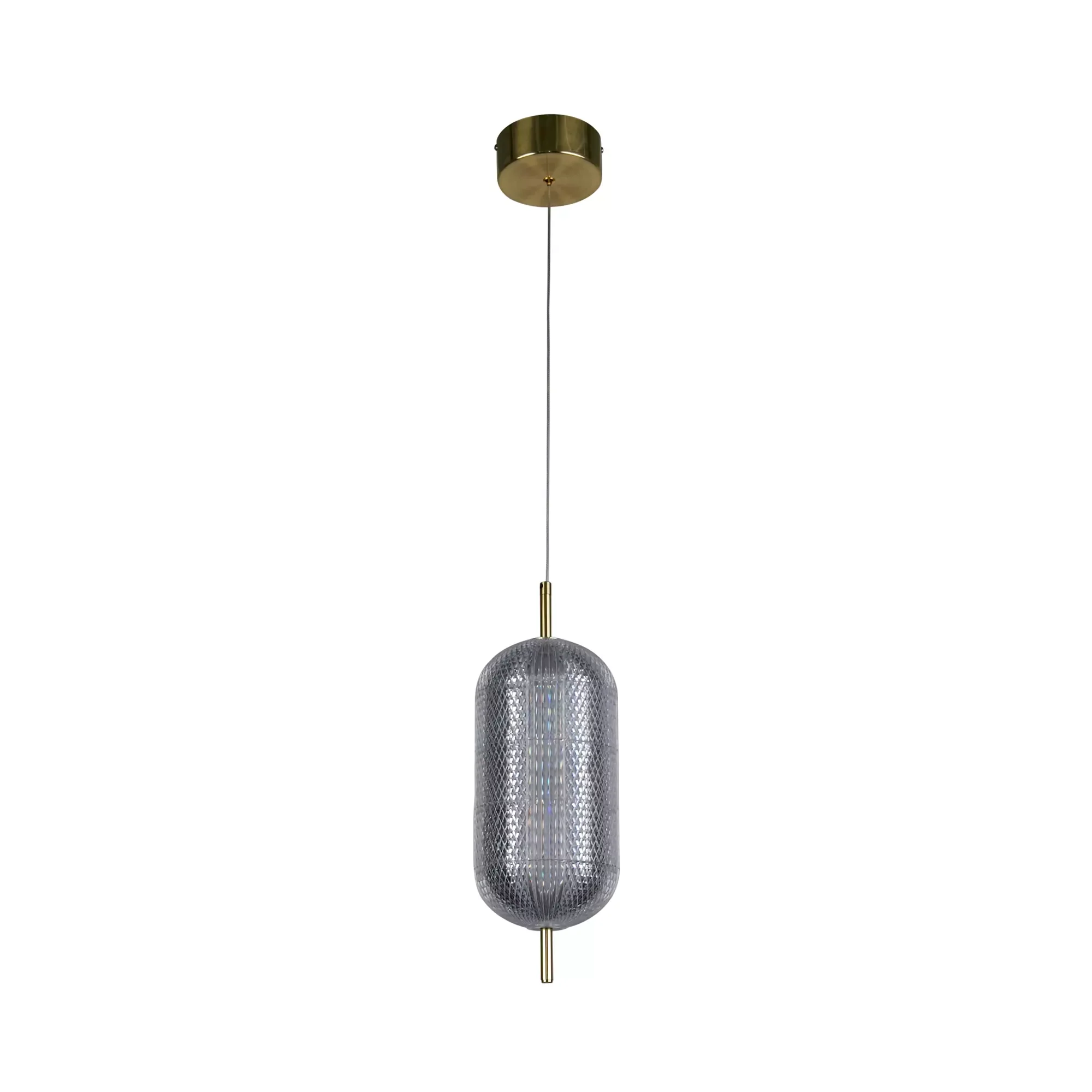 Capsule LED Pendant- Satin Brass Metal and Acrylic Shade - Image 3