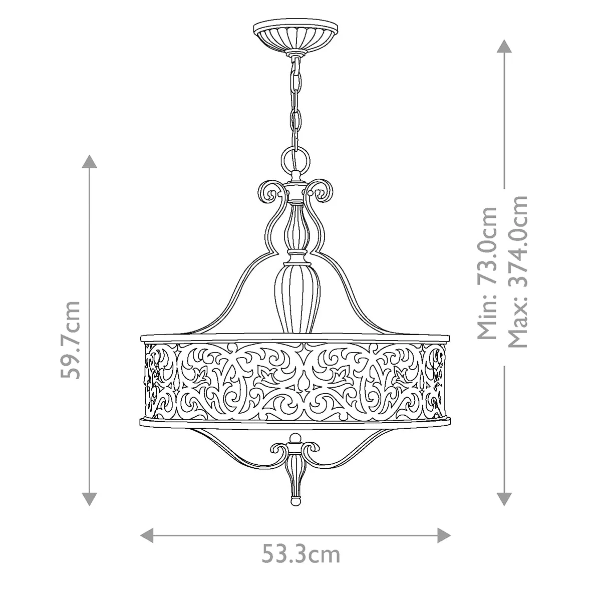 Carabel 3 Light Pendant Chandelier - Brushed Champagne - Image 5