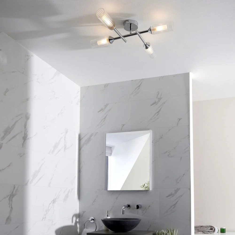 Carlisle 4/6Lt Centre Ceiling Light IP44 - Chrome - Image 2