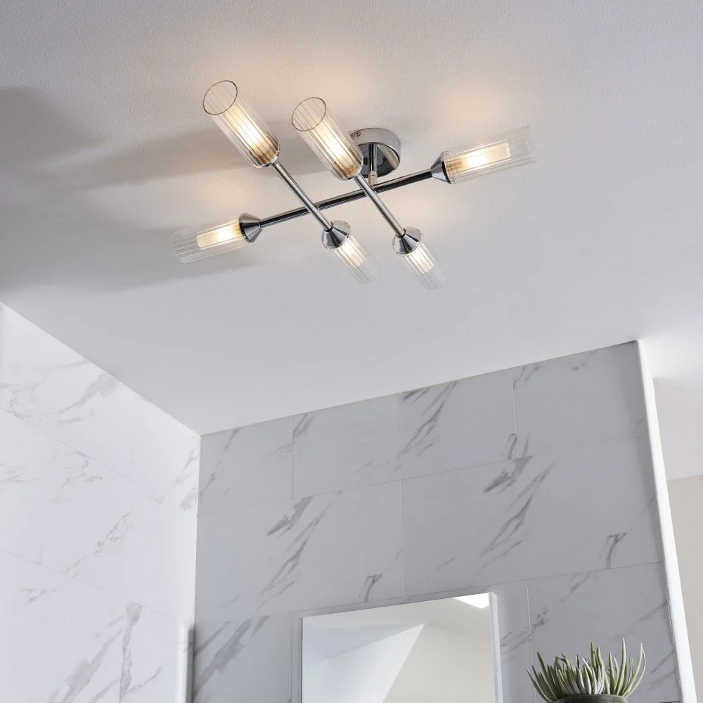 Carlisle 4/6Lt Centre Ceiling Light IP44 - Chrome - Image 3