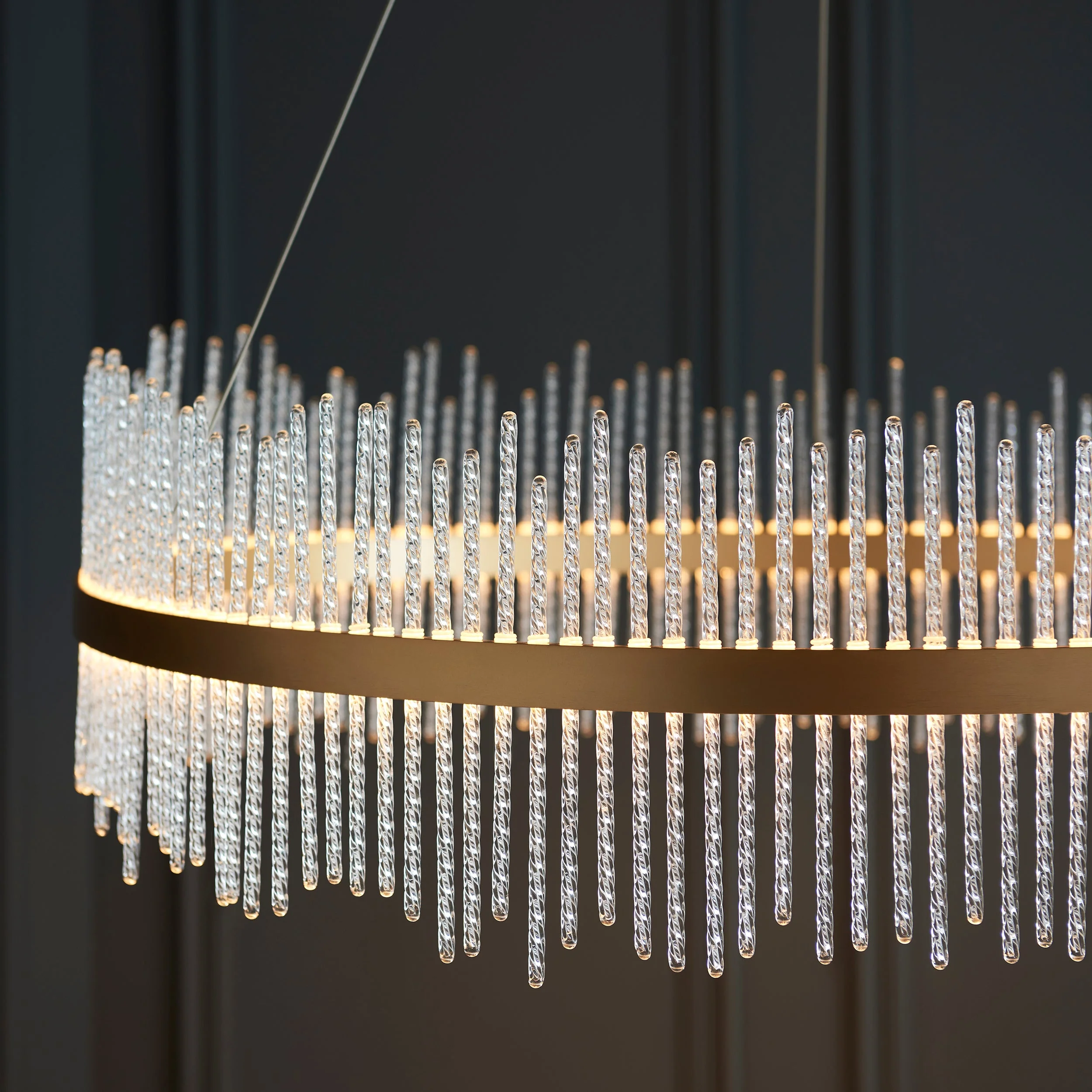 Carmen Glass Rod Ceiling Light - Brushed Gold / Chrome Various Sizes - Image 18