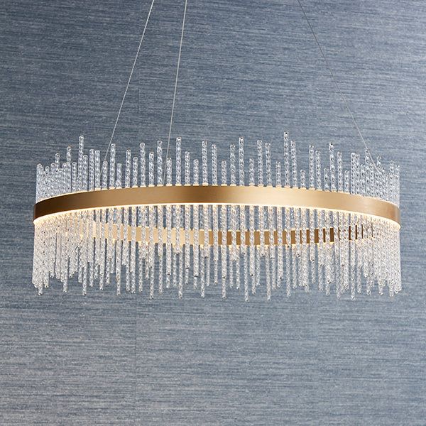 Carmen Glass Rod Ceiling Light - Brushed Gold / Chrome Various Sizes - Image 2