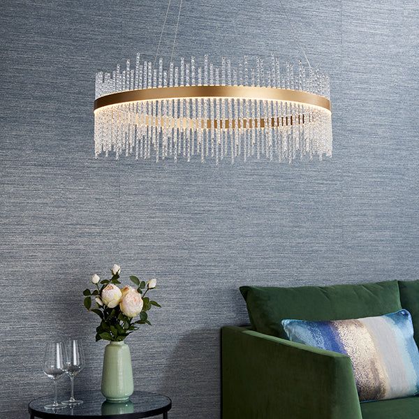 Carmen Glass Rod Ceiling Light - Brushed Gold / Chrome Various Sizes - Image 3