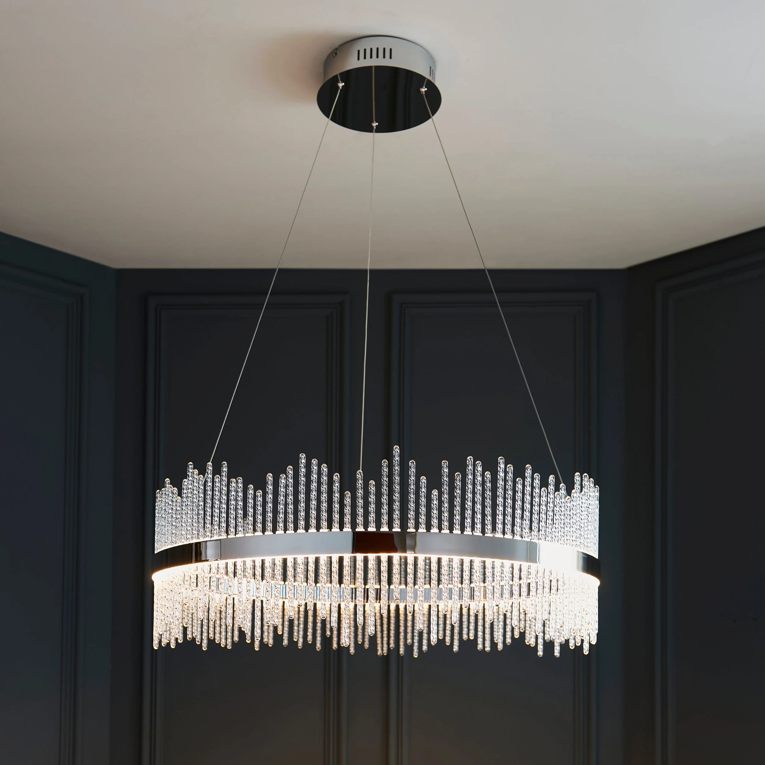 Carmen Glass Rod Ceiling Light - Brushed Gold / Chrome Various Sizes - Image 34