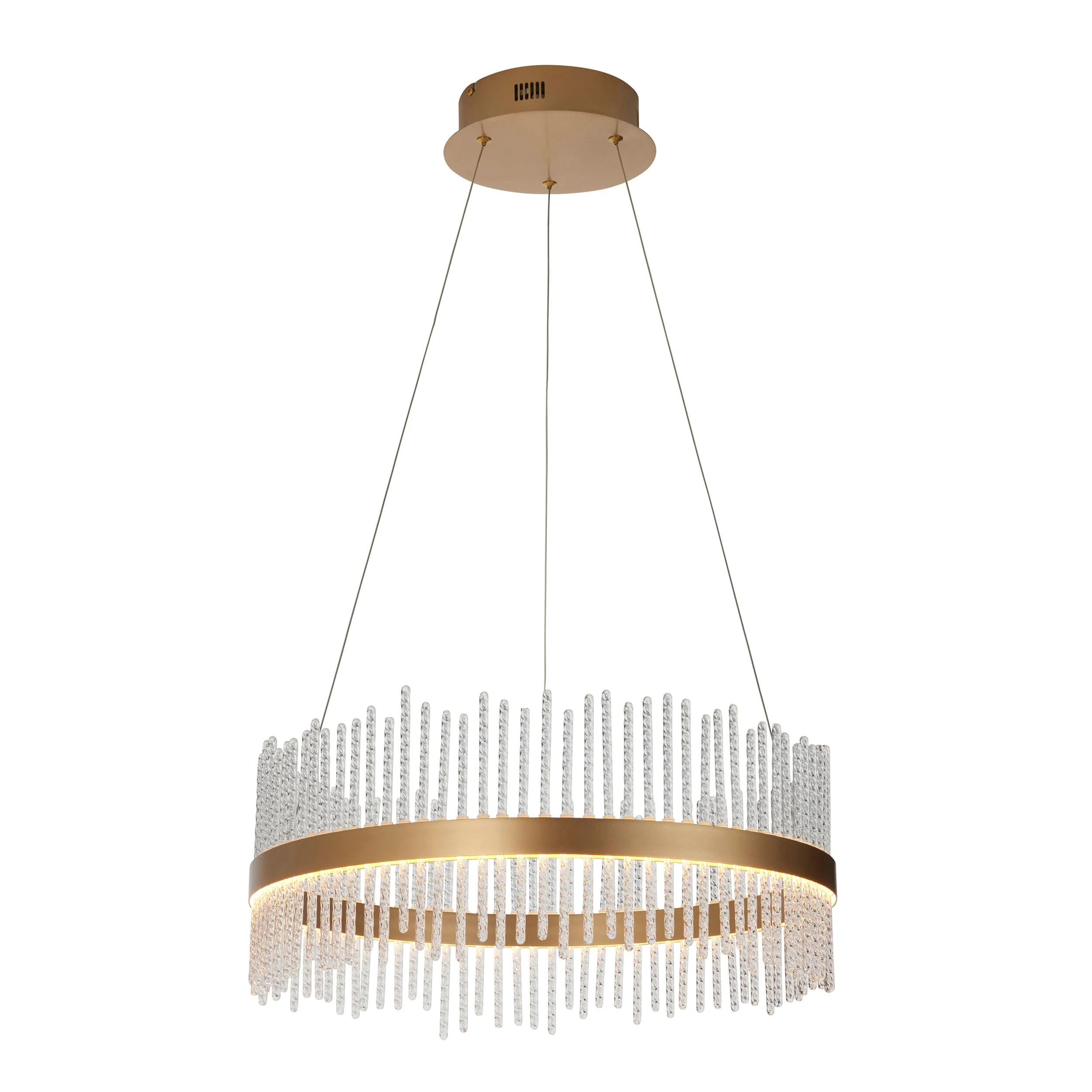 Carmen Glass Rod Ceiling Light - Brushed Gold / Chrome Various Sizes - Image 5