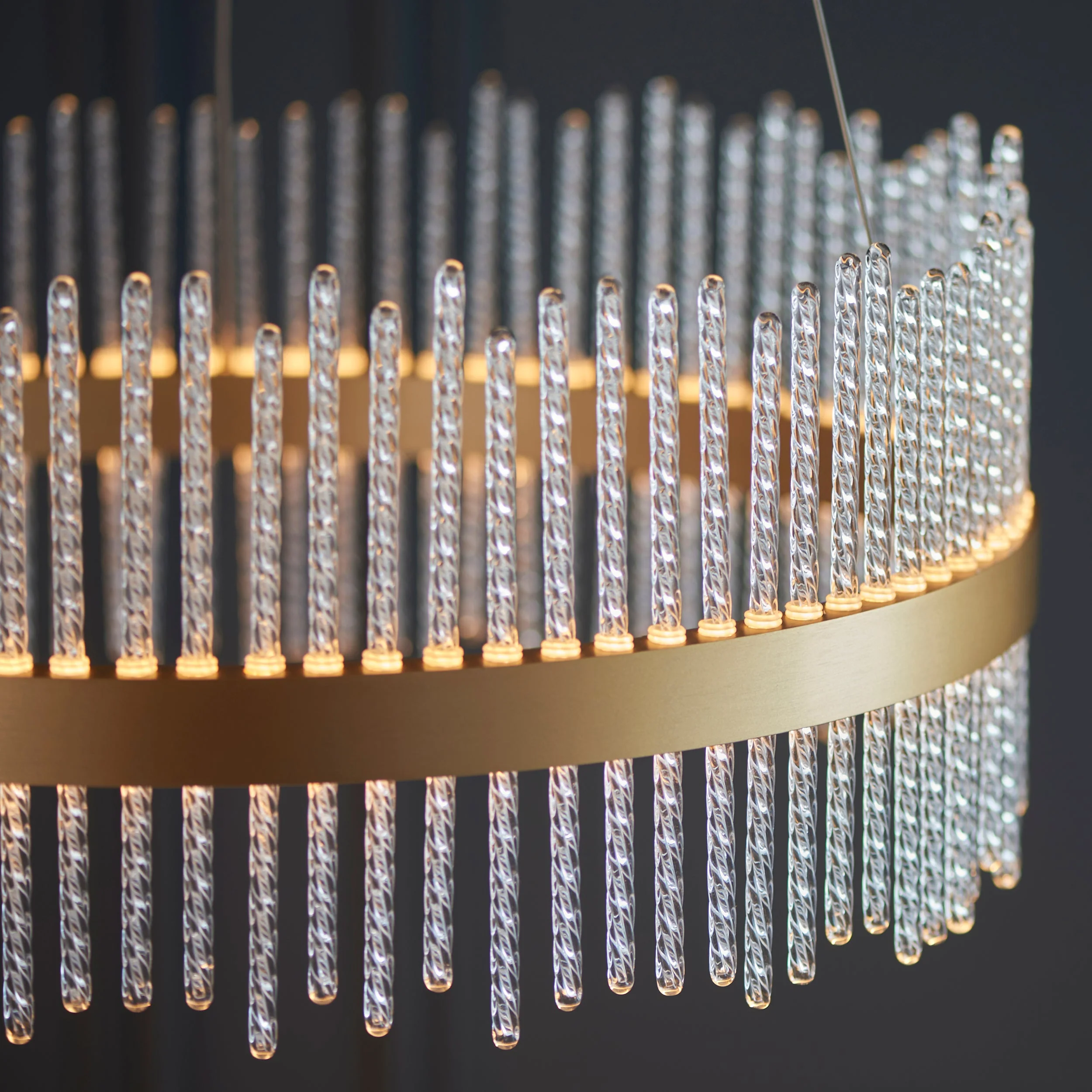 Carmen Glass Rod Ceiling Light - Brushed Gold / Chrome Various Sizes - Image 9