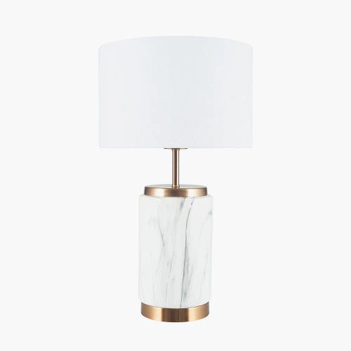 Carrara Marble Effect Ceramic Table Lamp - Small/Large - Image 2