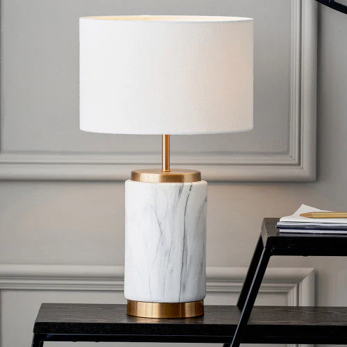 Carrara Marble Effect Ceramic Table Lamp - Small/Large - Image 3