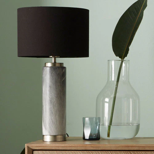 Carrara Marble Effect Ceramic Table Lamp - Small/Large - Image 7