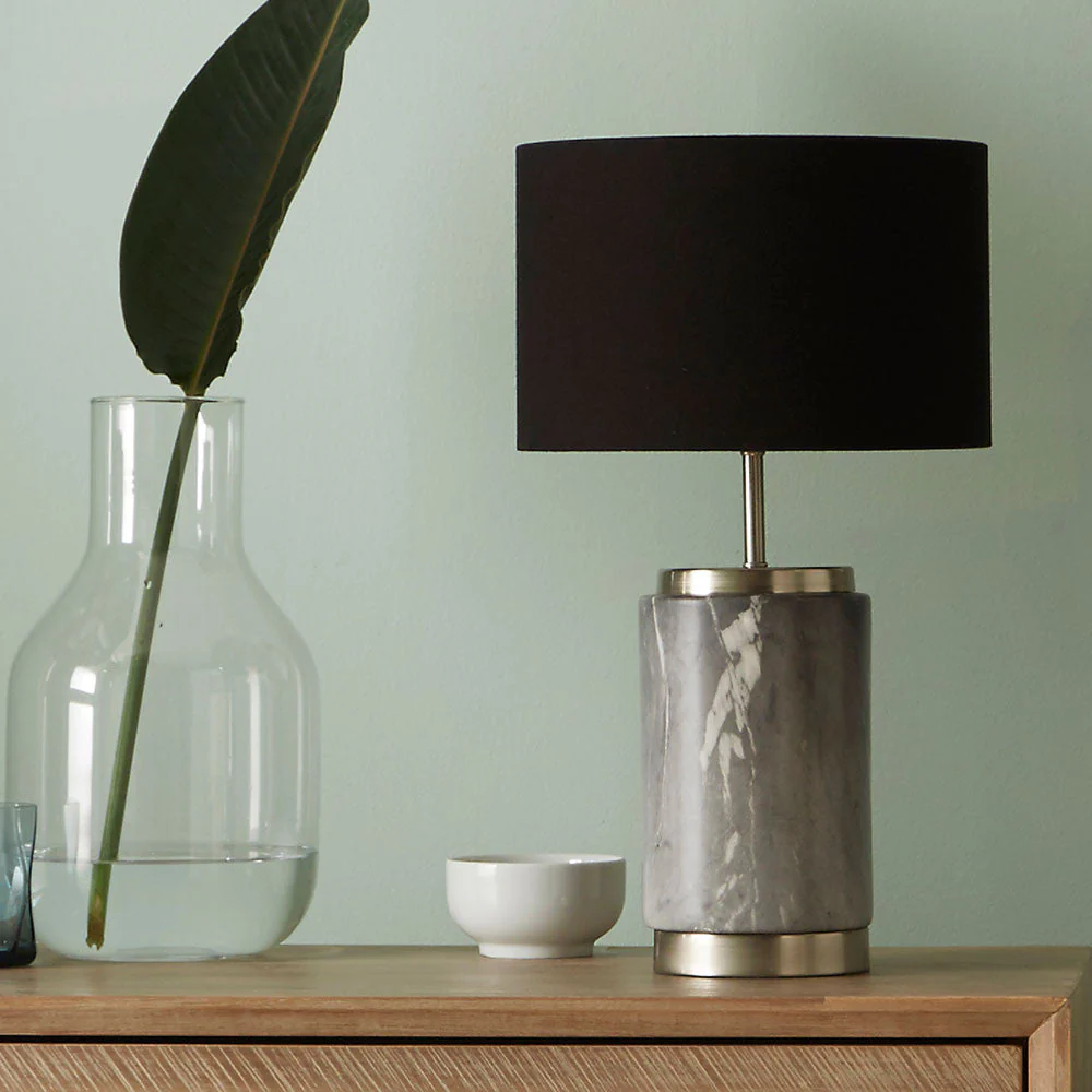 Carrara Marble Effect Ceramic Table Lamp - Small/Large - Image 8