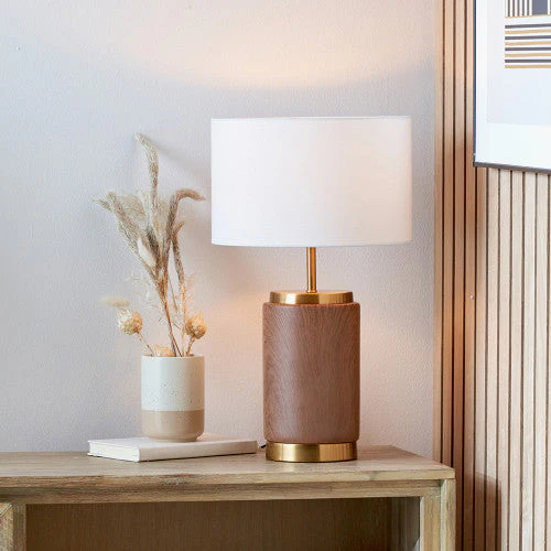 Carrara Wood Effect Ceramic Tall Table Lamp - Image 7