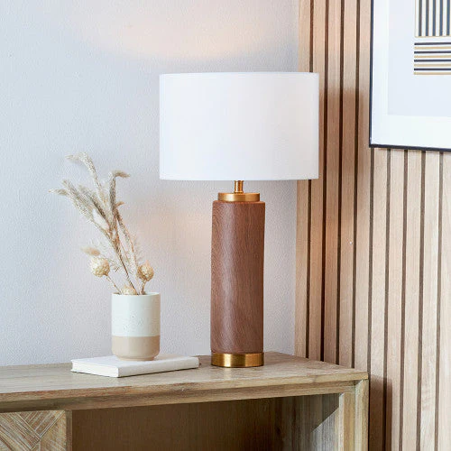 Carrara Wood Effect Ceramic Tall Table Lamp - Image 8