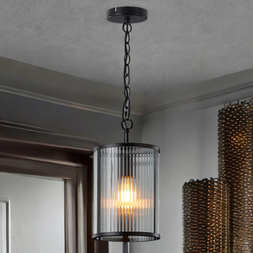 CARTER RIBBON GLASS PENDANT - Matt Black/ Painted Gold - Image 3