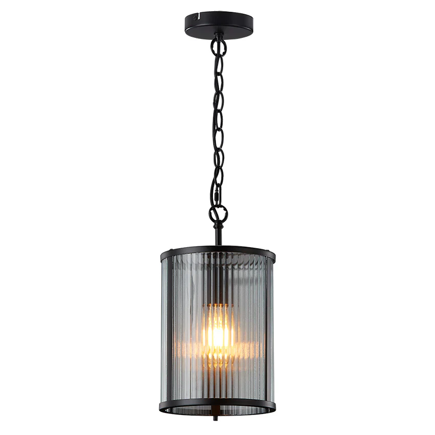 CARTER RIBBON GLASS PENDANT - Matt Black/ Painted Gold - Image 4