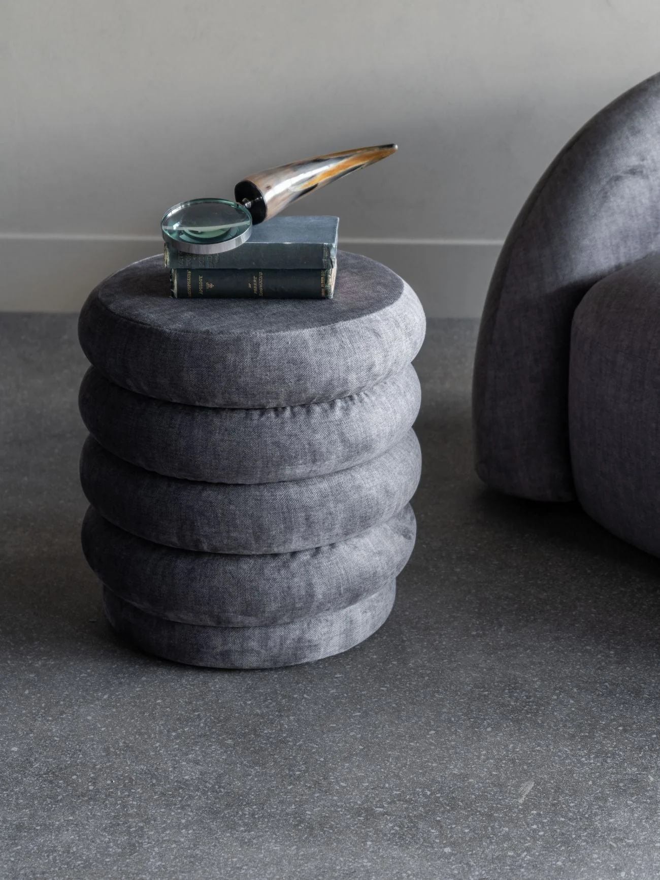 Casa Upholstered Stool Cream - Cream/Grey - Image 5