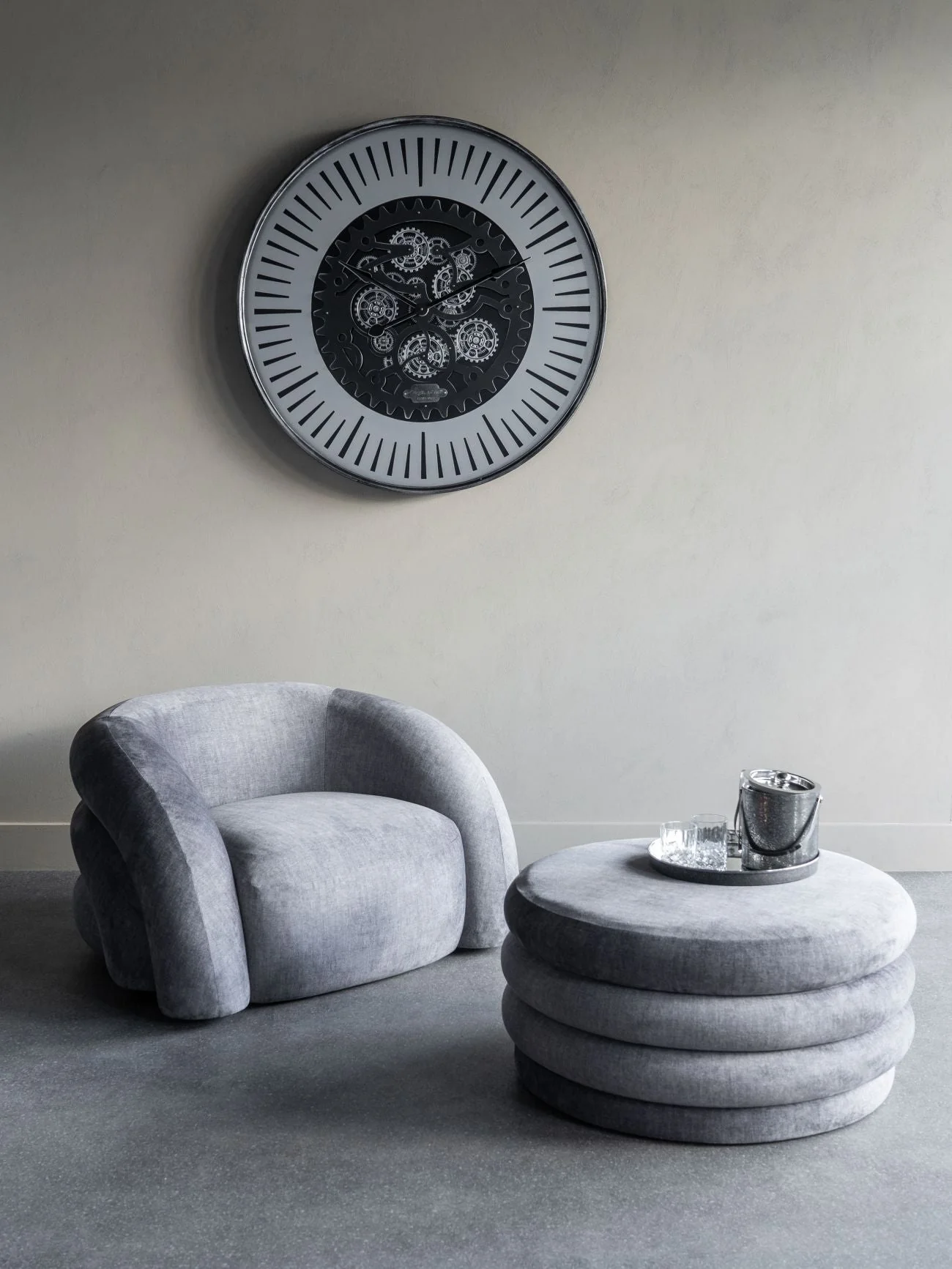 Casa Upholstered Storage Ottoman - Grey/Cream - Image 3
