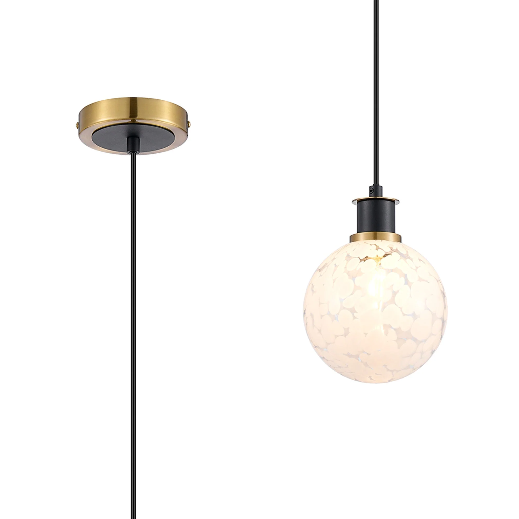 Cassie 1.3m Pendant, 1 Light E14 With 15cm Glass Shade Brass/Satin Nickel Finish - Image 11