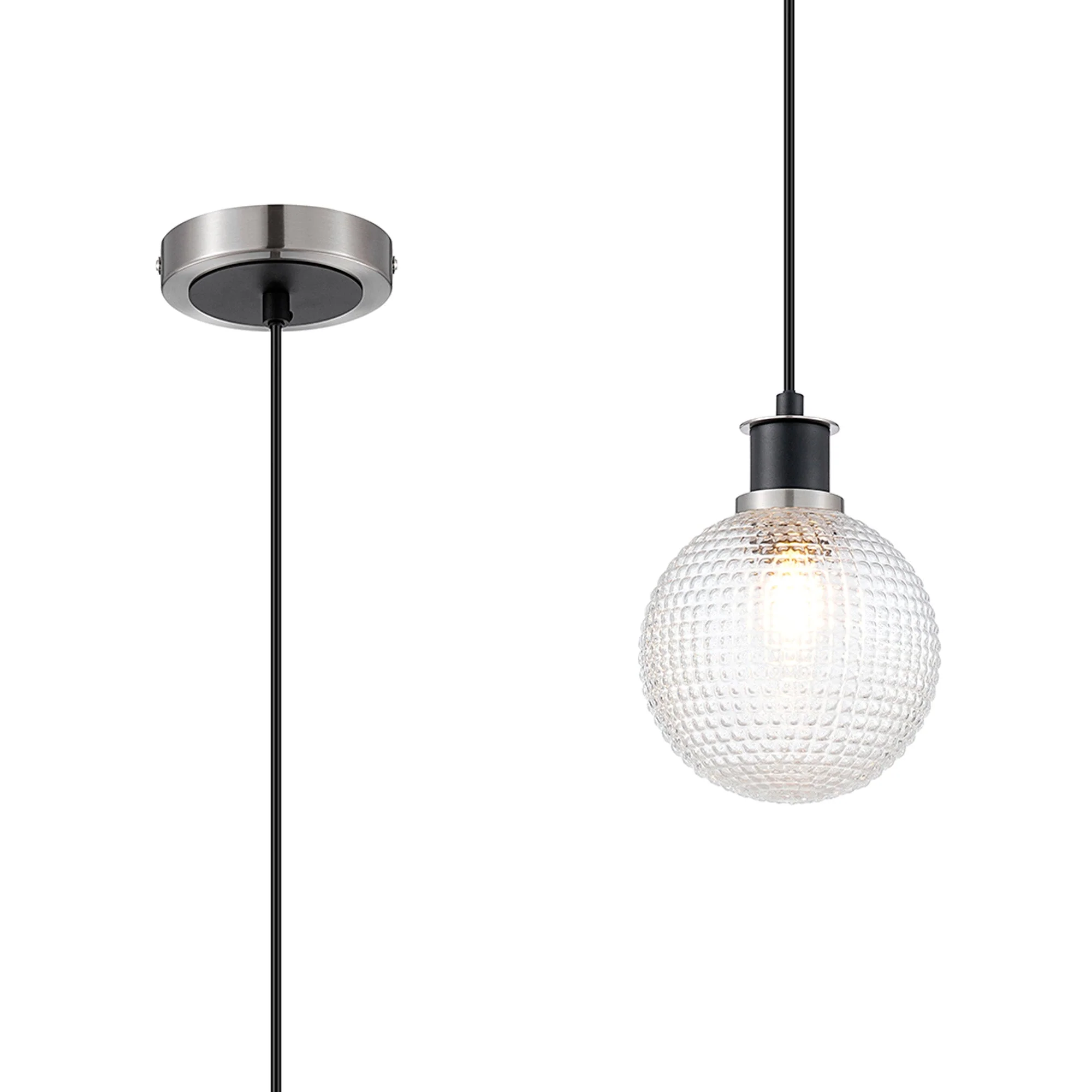 Cassie 1.3m Pendant, 1 Light E14 With 15cm Glass Shade Brass/Satin Nickel Finish - Image 17