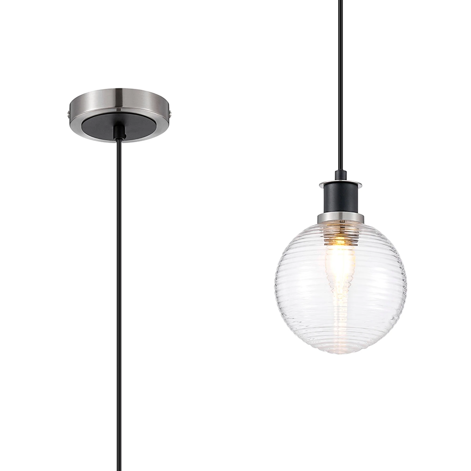 Cassie 1.3m Pendant, 1 Light E14 With 15cm Glass Shade Brass/Satin Nickel Finish - Image 18