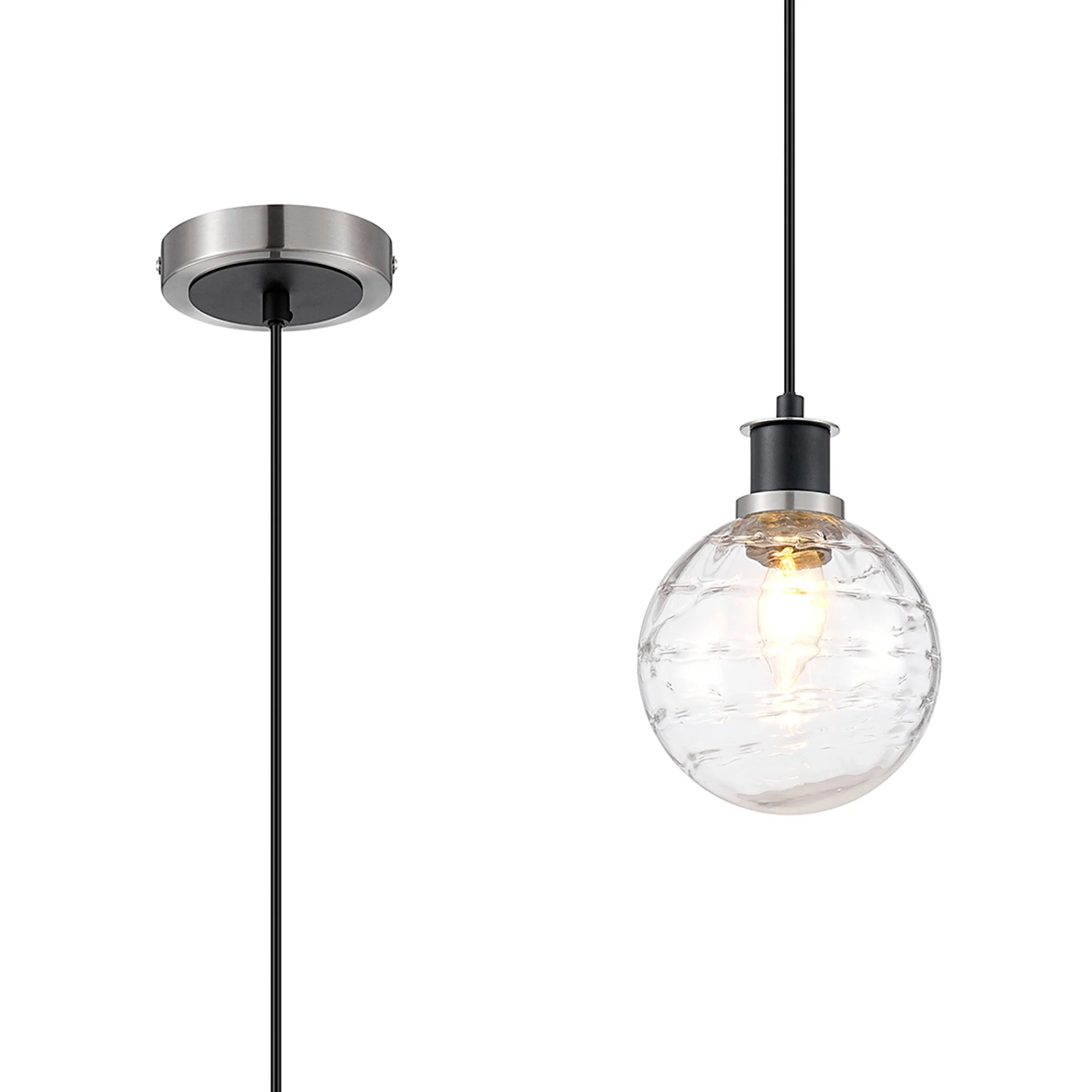 Cassie 1.3m Pendant, 1 Light E14 With 15cm Glass Shade Brass/Satin Nickel Finish - Image 20