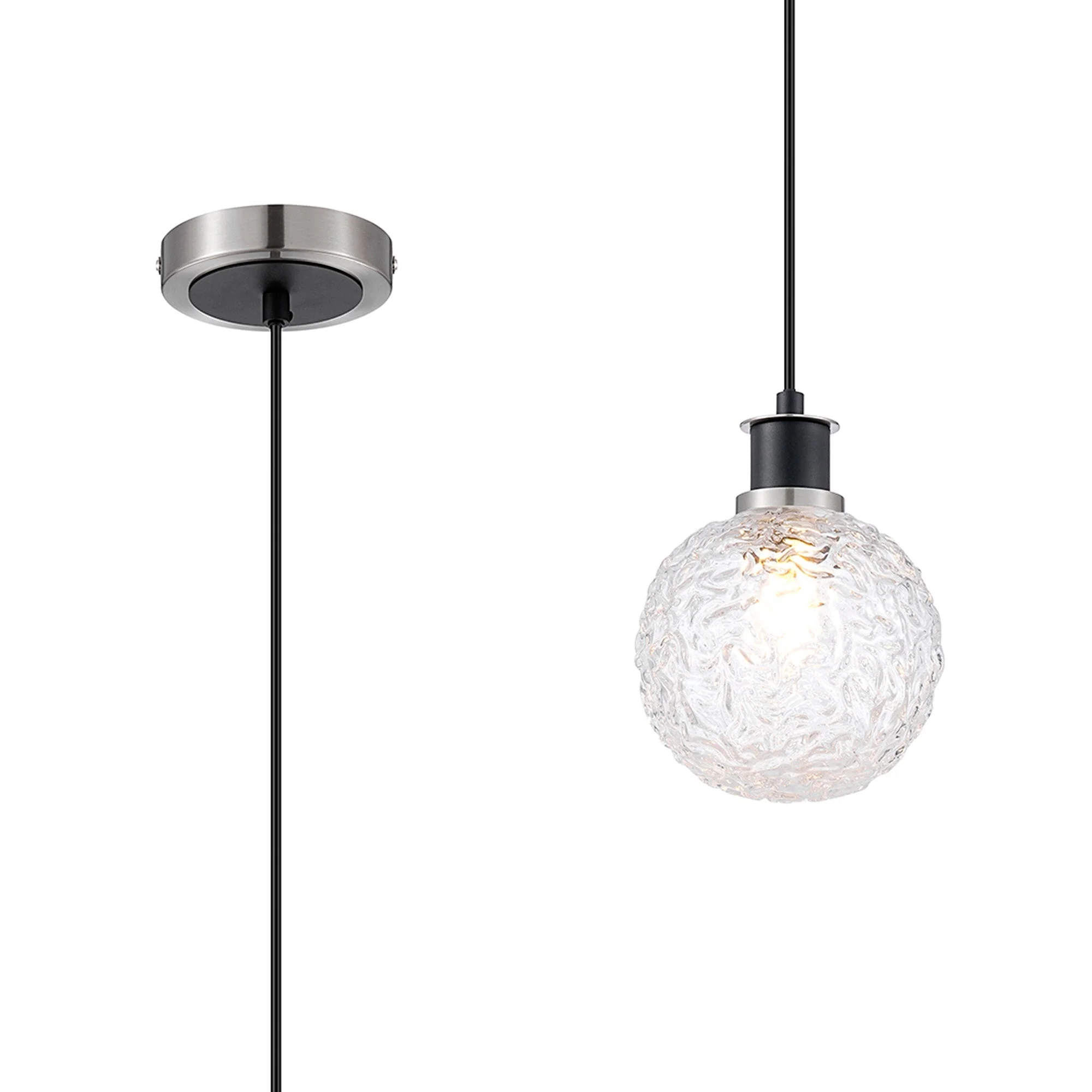 Cassie 1.3m Pendant, 1 Light E14 With 15cm Glass Shade Brass/Satin Nickel Finish - Image 21