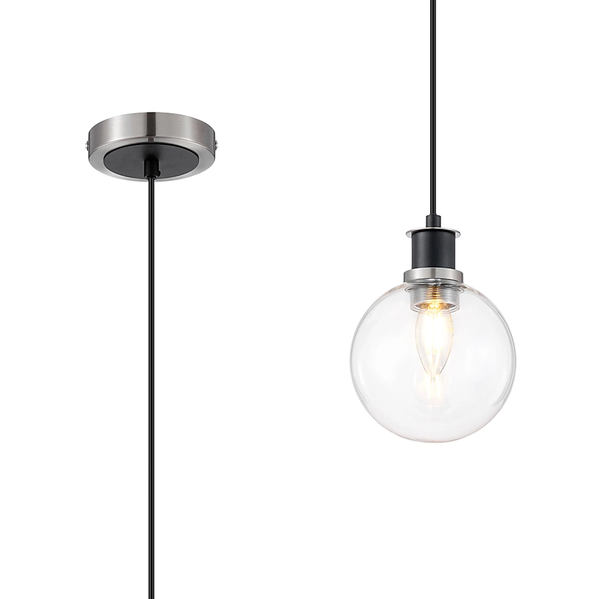 Cassie 1.3m Pendant, 1 Light E14 With 15cm Glass Shade Brass/Satin Nickel Finish - Image 23