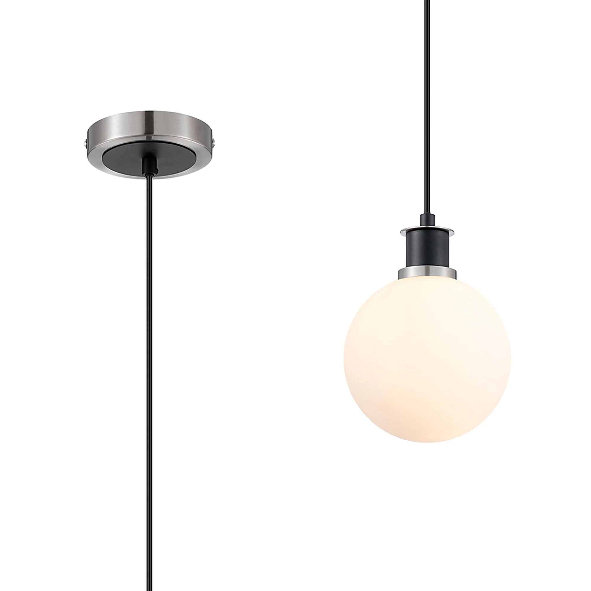 Cassie 1.3m Pendant, 1 Light E14 With 15cm Glass Shade Brass/Satin Nickel Finish - Image 25