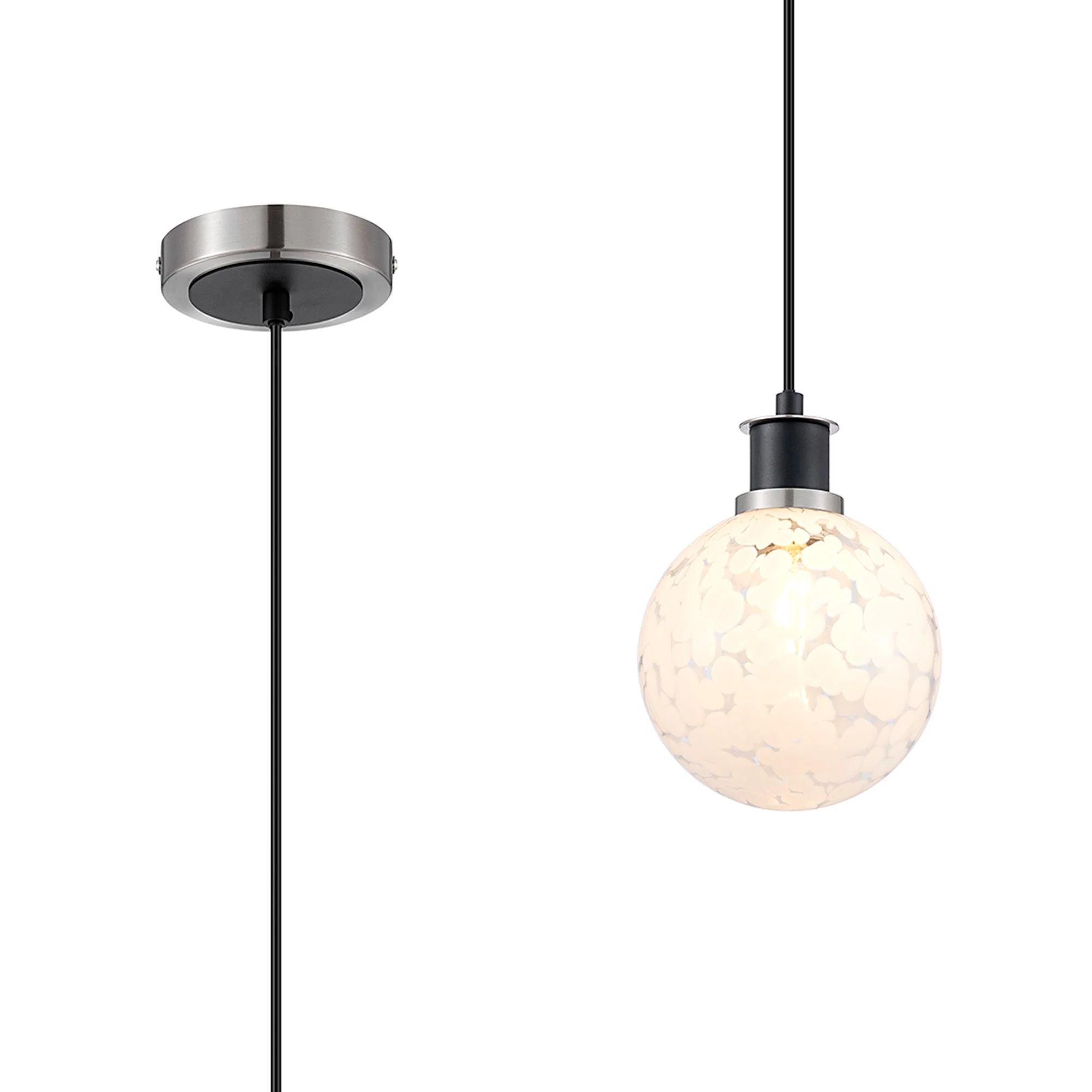 Cassie 1.3m Pendant, 1 Light E14 With 15cm Glass Shade Brass/Satin Nickel Finish - Image 27