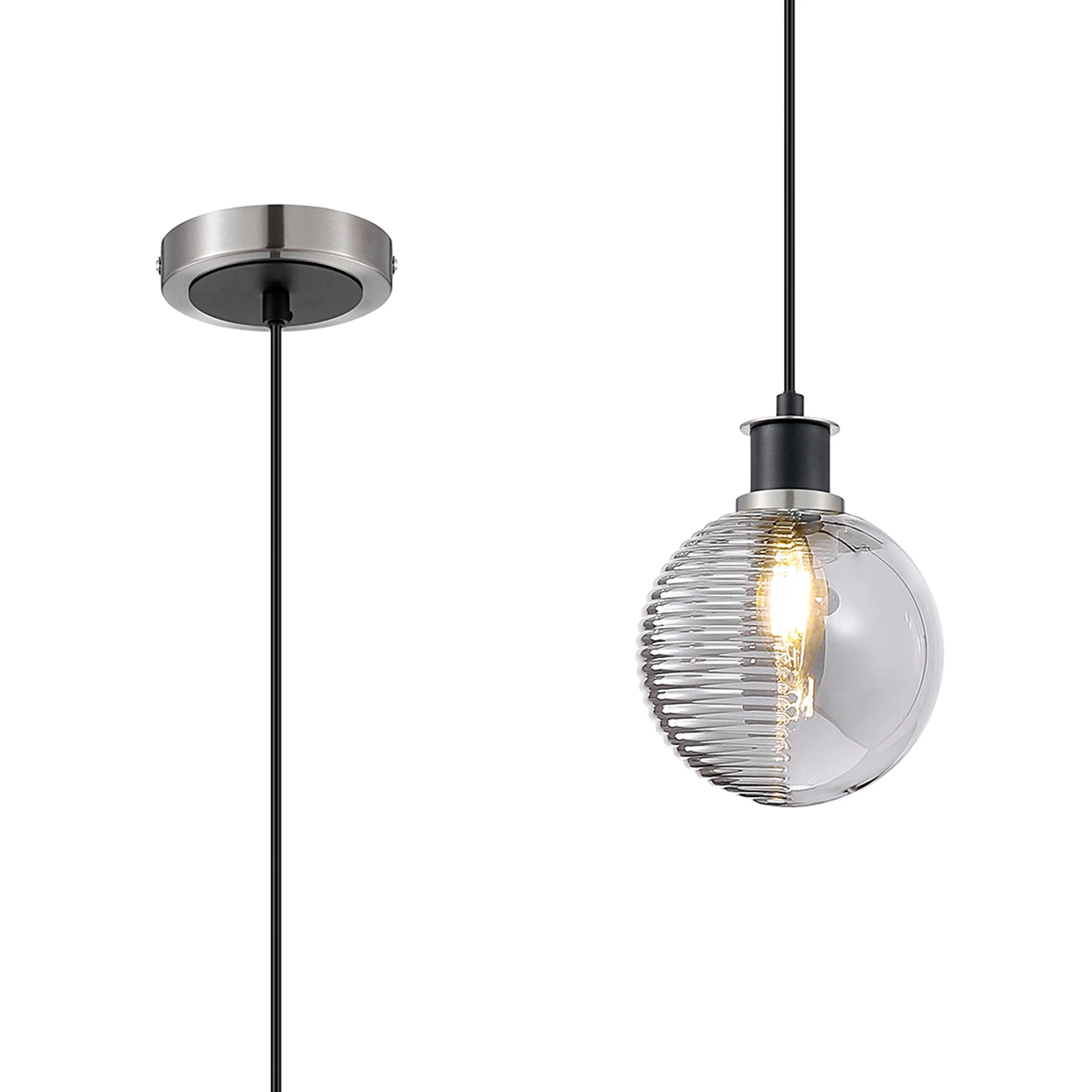 Cassie 1.3m Pendant, 1 Light E14 With 15cm Glass Shade Brass/Satin Nickel Finish - Image 29