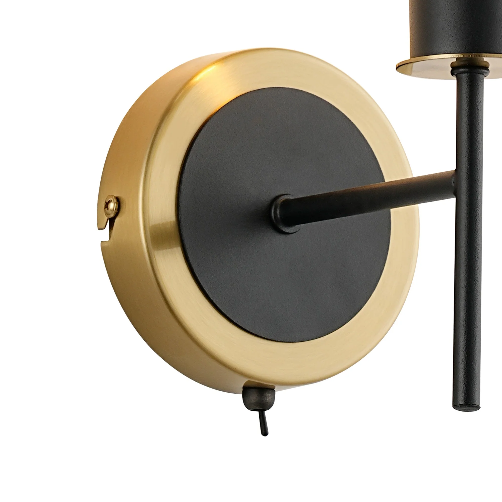 Cassie Switched Wall Light E14 With 15cm Round Glass Shade, Brass/Satin Nickel Finish - Image 2