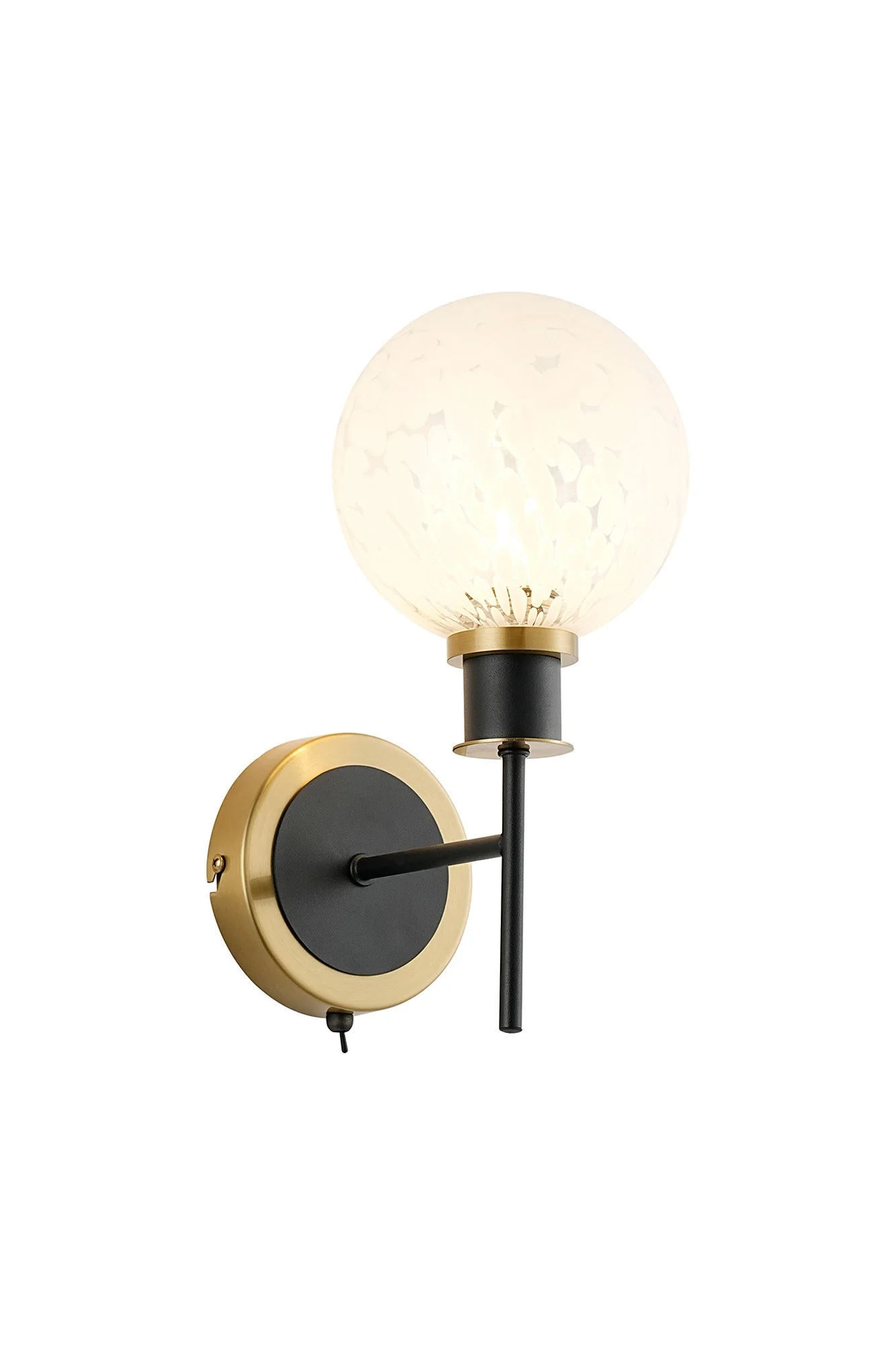 Cassie Switched Wall Light E14 With 15cm Round Glass Shade, Brass/Satin Nickel Finish - Image 26