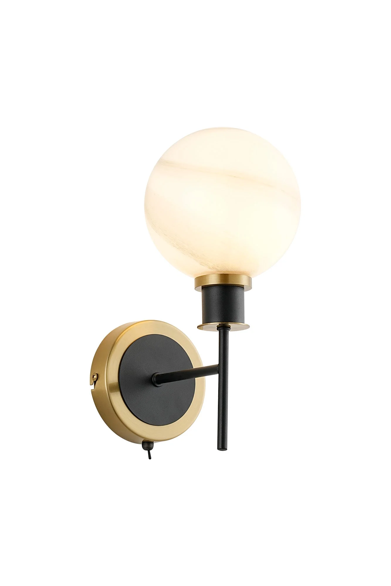 Cassie Switched Wall Light E14 With 15cm Round Glass Shade, Brass/Satin Nickel Finish - Image 27