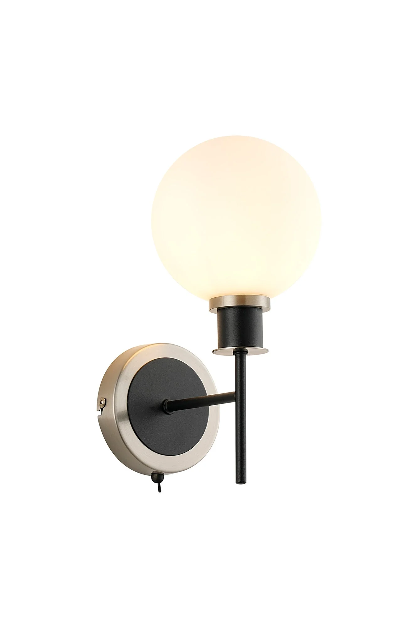 Cassie Switched Wall Light E14 With 15cm Round Glass Shade, Brass/Satin Nickel Finish - Image 34