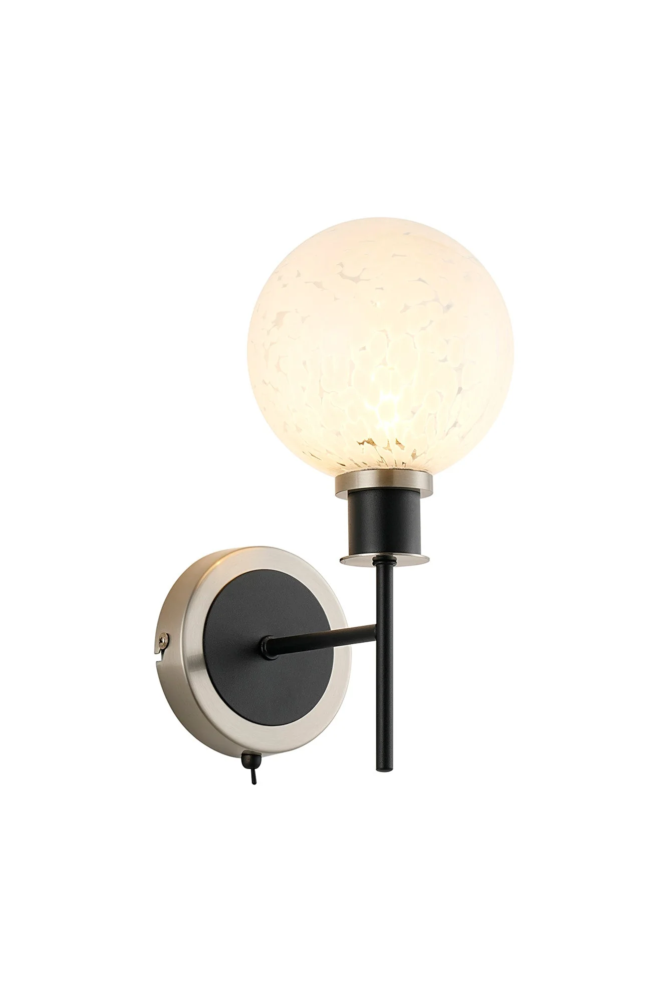 Cassie Switched Wall Light E14 With 15cm Round Glass Shade, Brass/Satin Nickel Finish - Image 37