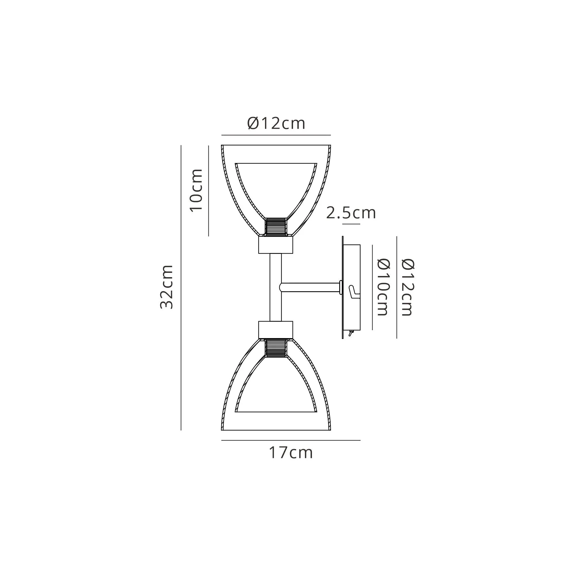 Cassis 2Lt Up/Down Wall Lamp - Various Finish - Image 4