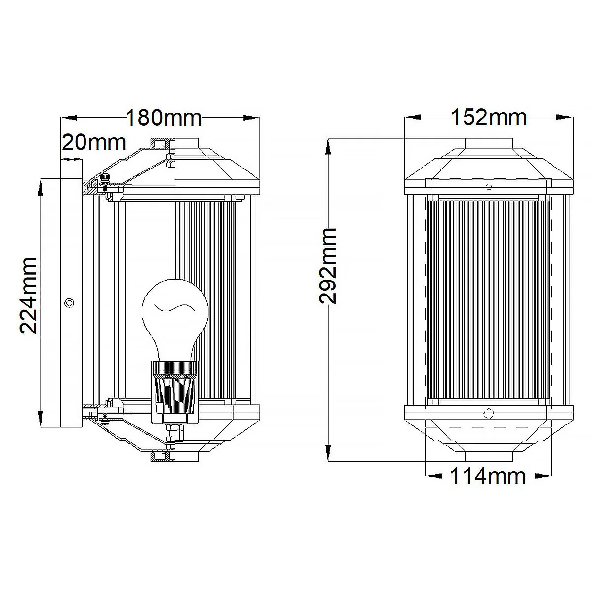 Castelle 1 Light Small/Medium Wall Lantern - BlackBronze E27 IP44 - Image 12