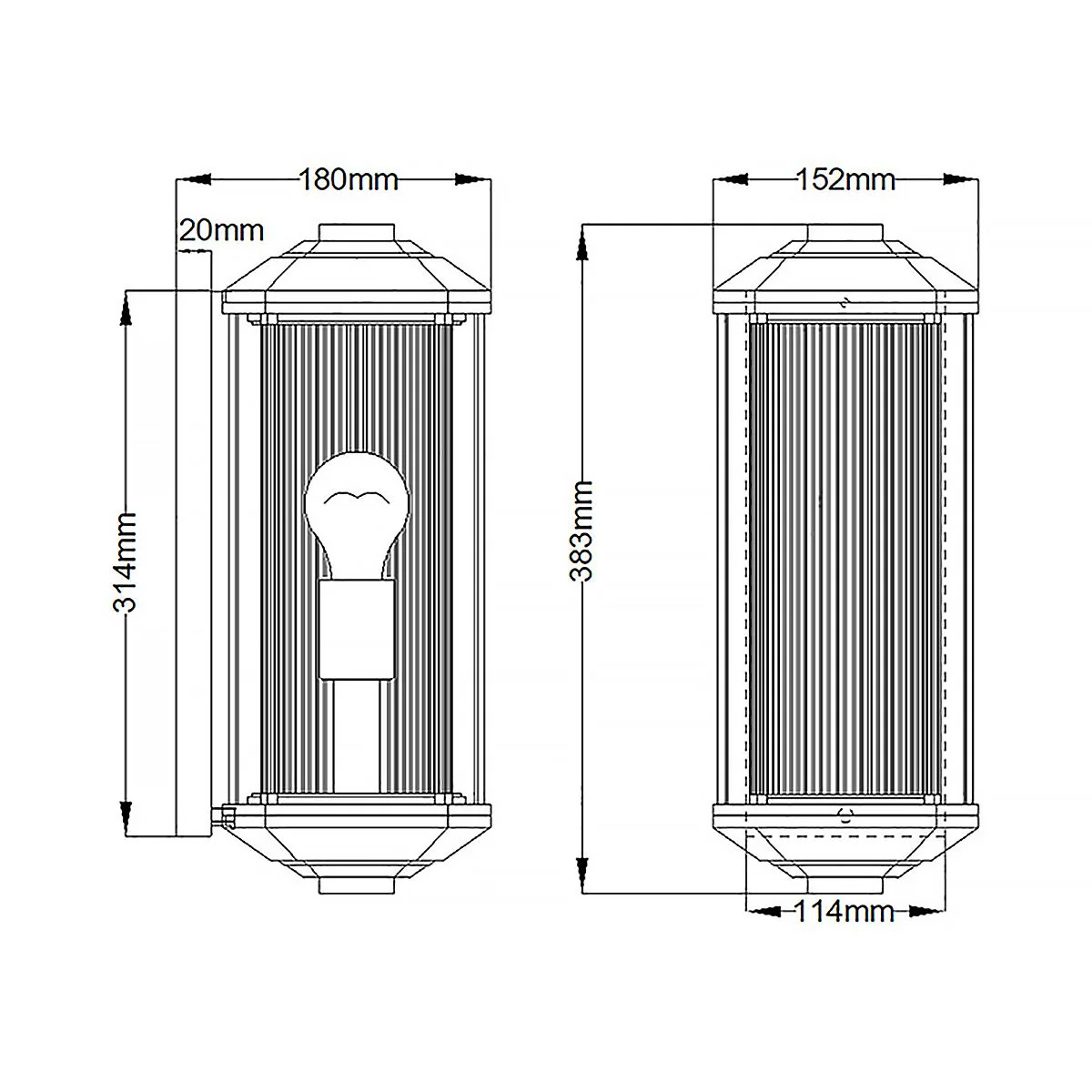 Castelle 1 Light Small/Medium Wall Lantern - BlackBronze E27 IP44 - Image 16