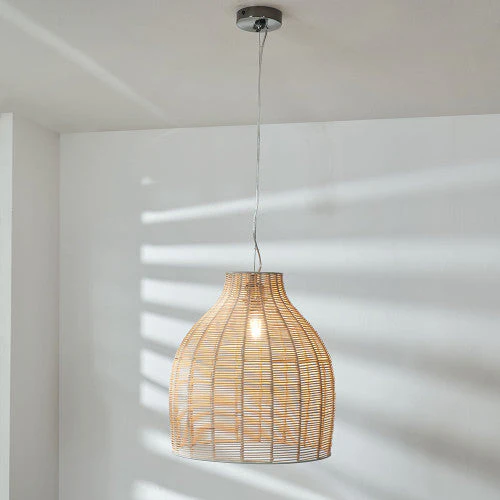 Caswell LED Natural Rattan Cloche Pendant- Various Sizes & Finishes - Image 3