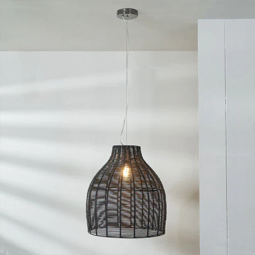Caswell LED Natural Rattan Cloche Pendant- Various Sizes & Finishes - Image 8