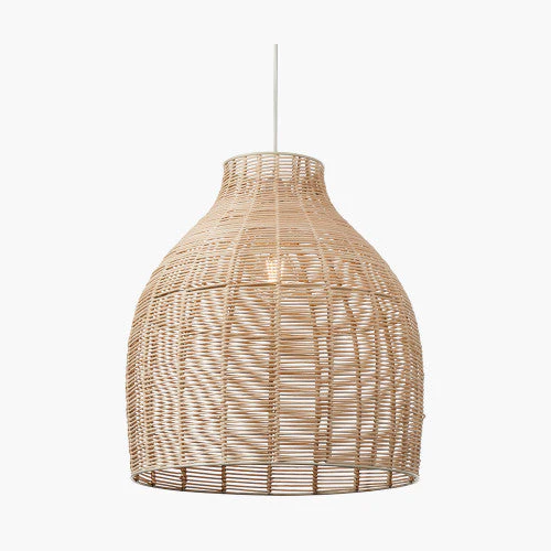 Caswell Natural Rattan Cloche Pendant with Brushed Chrome Ceiling Fitting E27 - Image 2