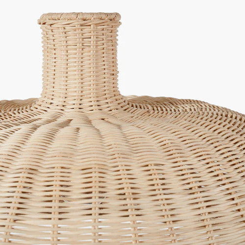 Caswell Natural Rattan Dome Pendant with Brushed Chrome Ceiling Fitting E27 - Image 4