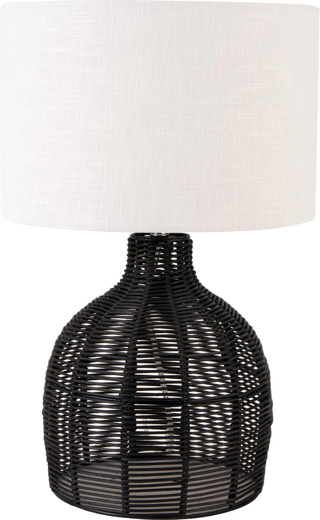 Caswell Rattan Cloche Table Lamp - Black/Natural