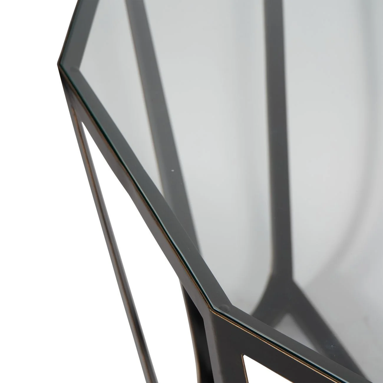 Catalan Bronze Gilded Console Table with Glass Top - Image 3